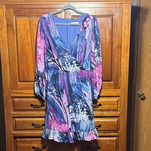 Elegant Multicolor Long Sleeve Dress